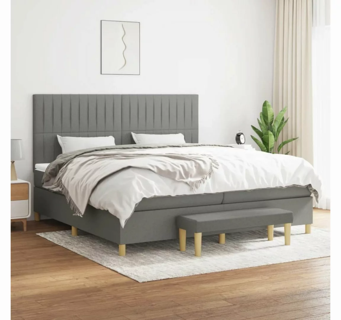 furnicato Bett Boxspringbett mit Matratze Dunkelgrau 200x200 cm Stoff günstig online kaufen