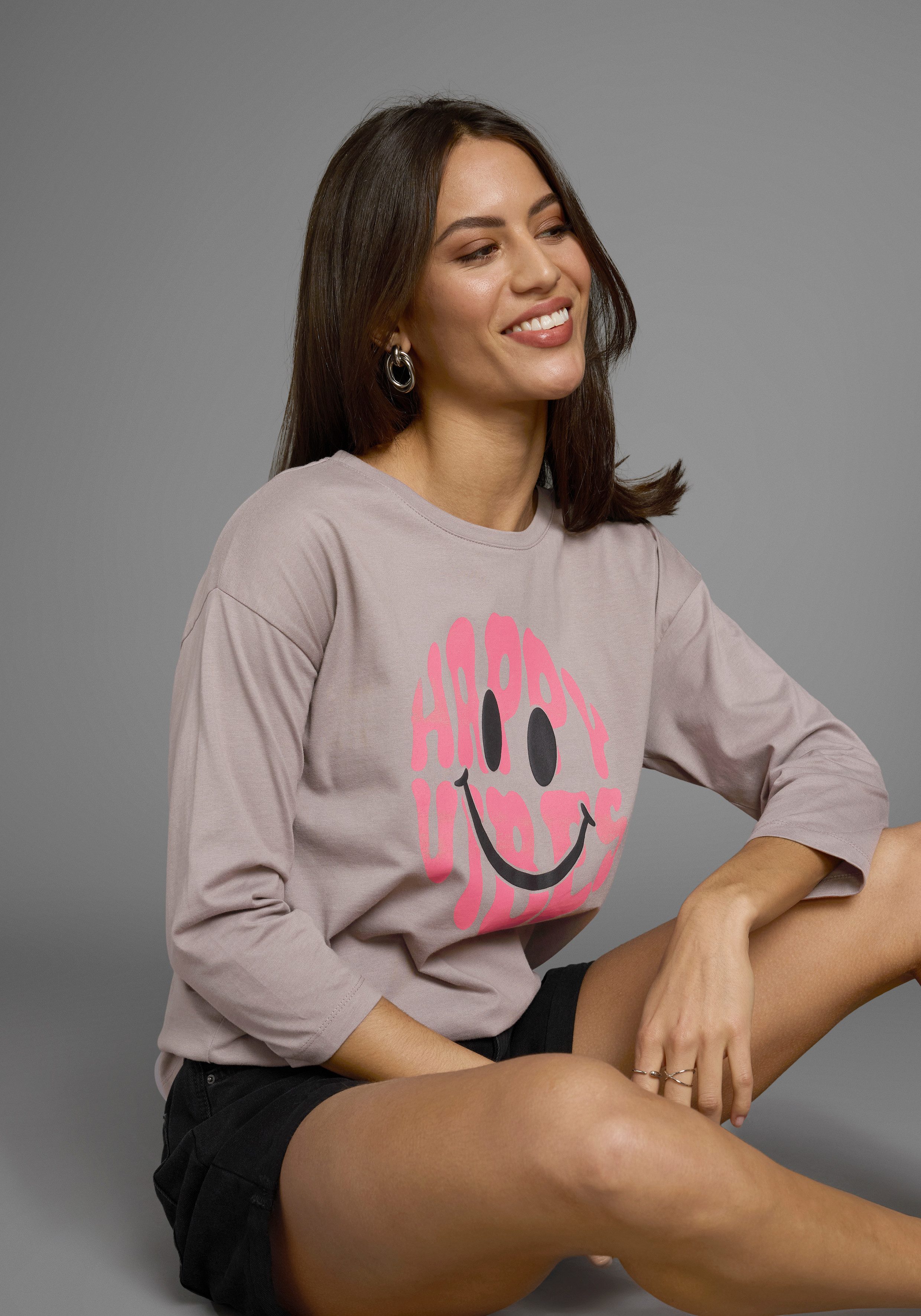 Laura Scott 3/4-Arm-Shirt mit fröhlichem Frontprint günstig online kaufen
