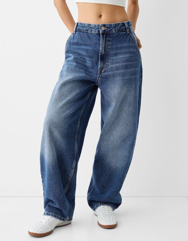 Bershka Skater-Fit-Jeans Im Washed-Look Damen 32 Ausgewaschenes Blau günstig online kaufen