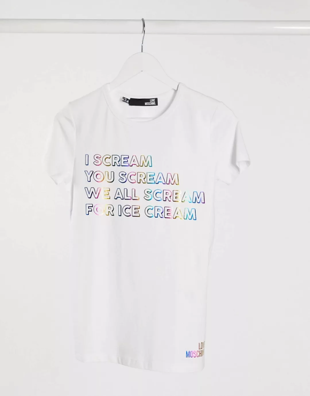 Love Moschino – T-Shirt mit Ice-Cream-Print in Weiß günstig online kaufen
