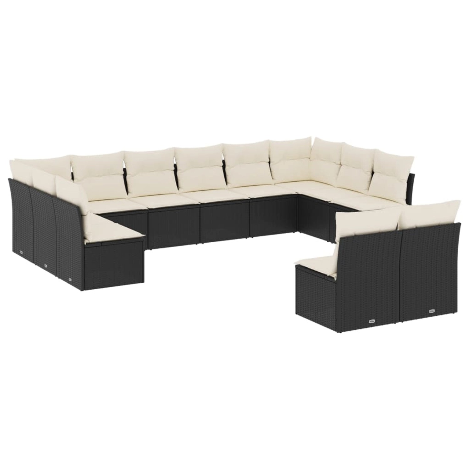 vidaXL 12-tlg Garten-Sofagarnitur mit Kissen Schwarz Poly Rattan Modell 36 günstig online kaufen