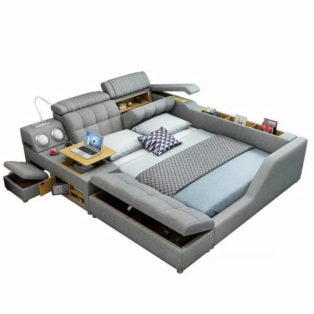 JVmoebel Bett Doppelbett Polsterbett Schlafzimmer 180x200cm Multifunktion B günstig online kaufen