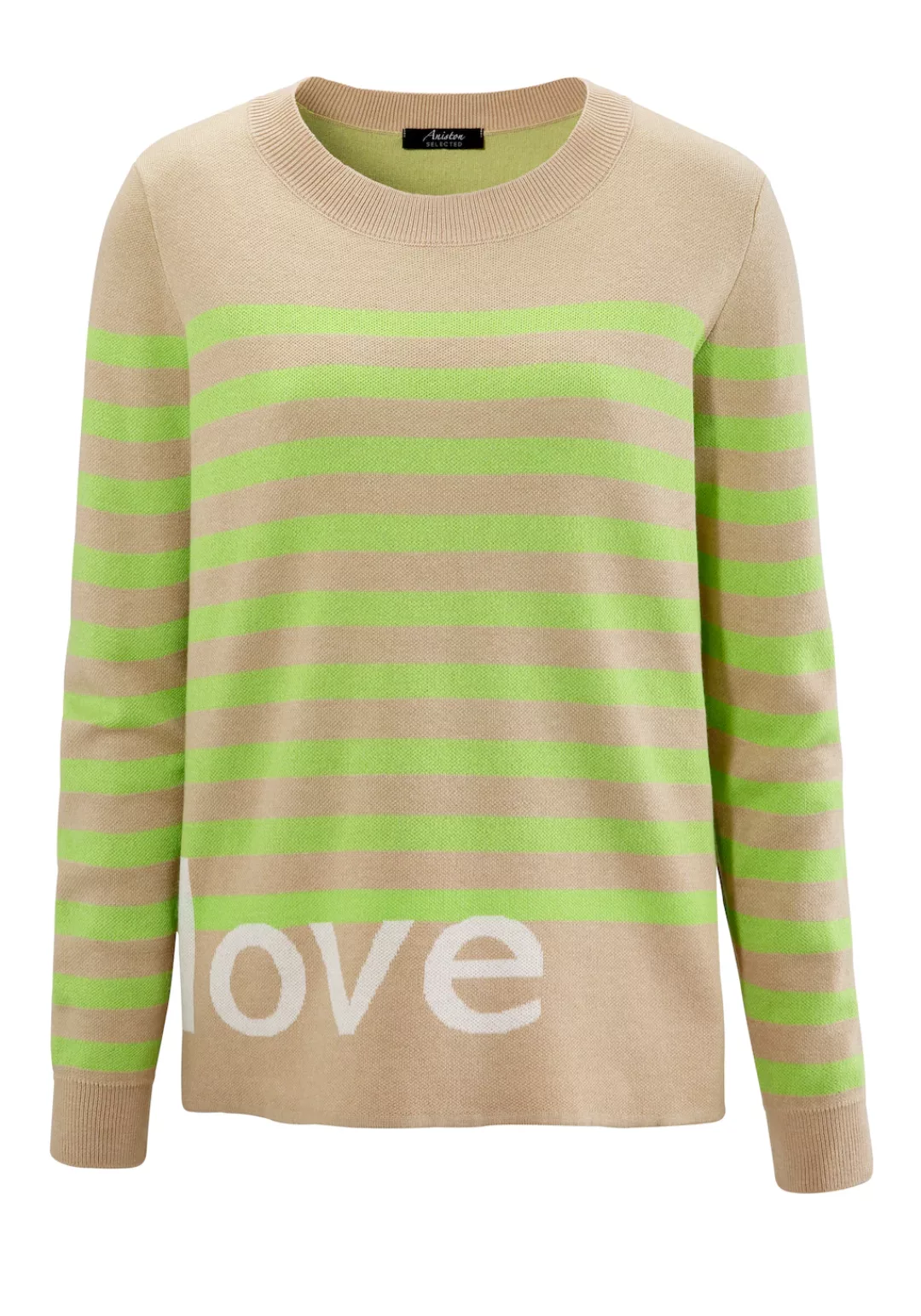 Aniston SELECTED Streifenpullover, mit LOVE-Schriftzug günstig online kaufen