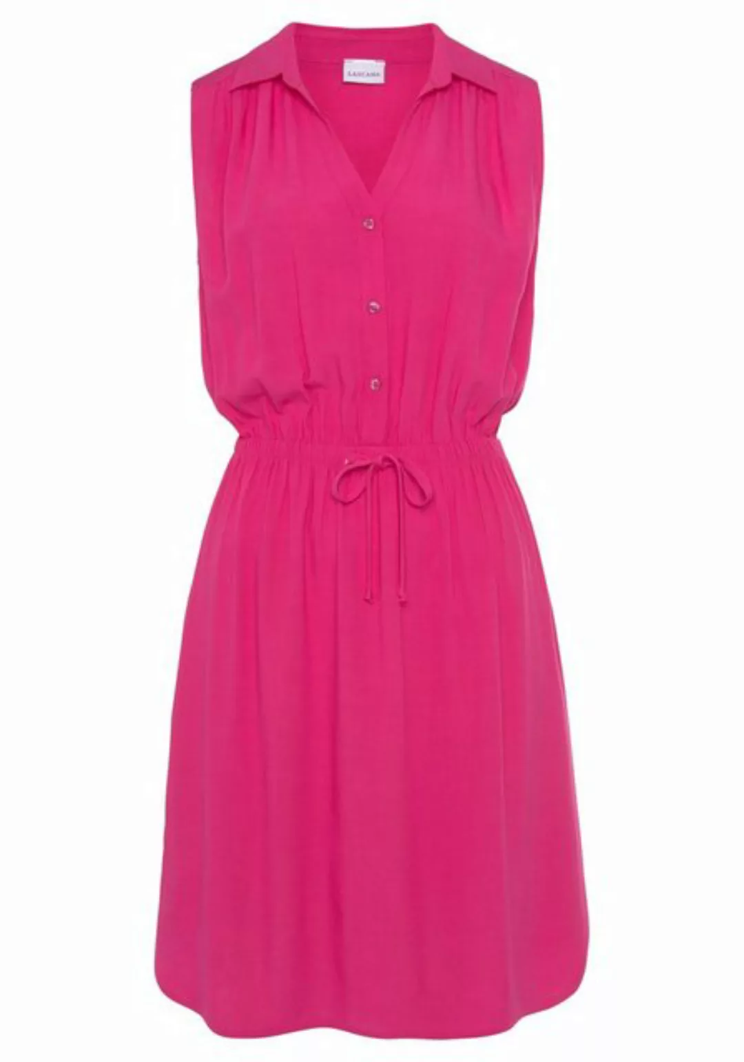 LASCANA Sommerkleid Hemdblusenkragen und V-Ausschnitt, Blusenkleid mit Gumm günstig online kaufen