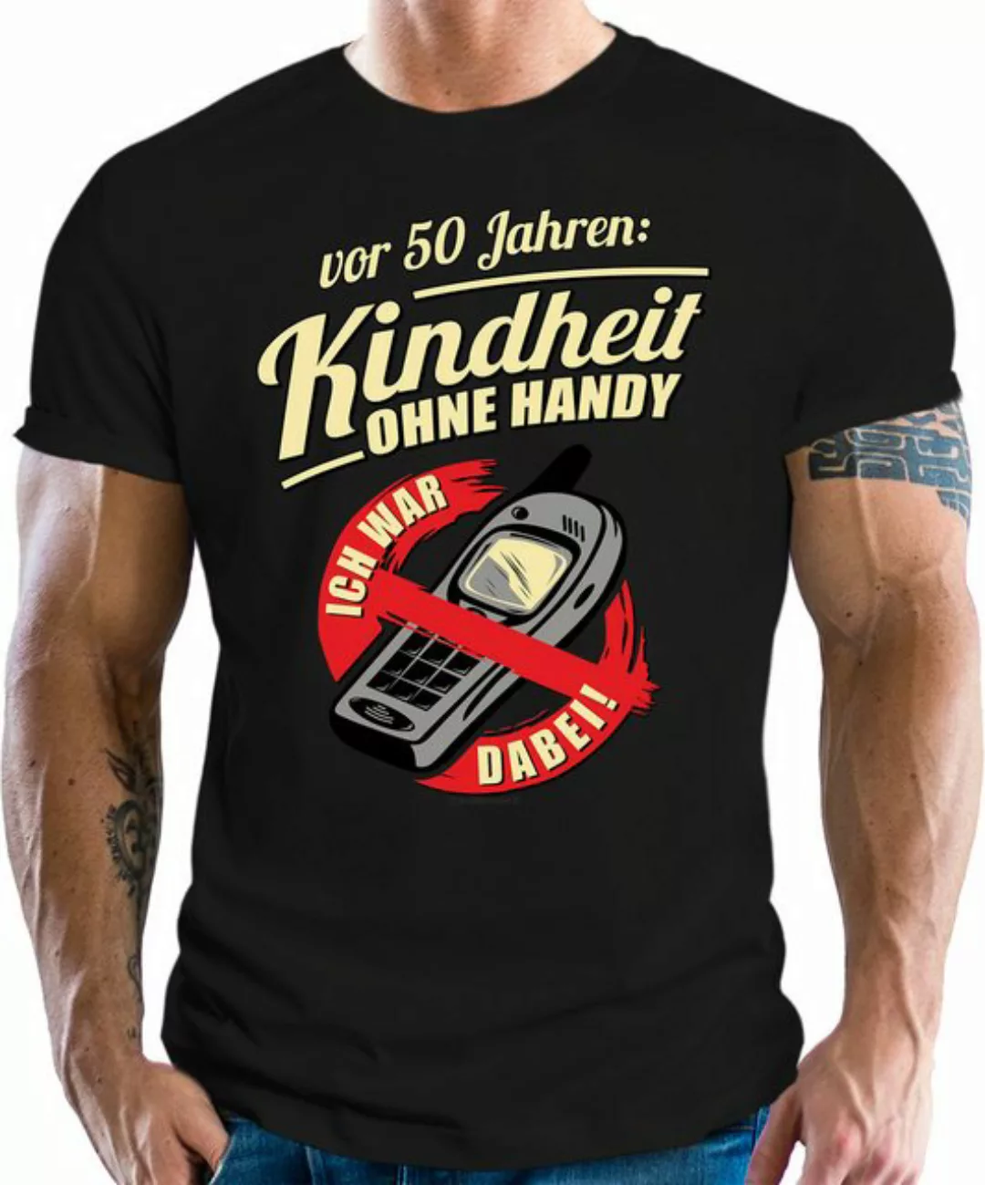 RAHMENLOS® T-Shirt für Leute über 50: Kindheit ohne Handy günstig online kaufen