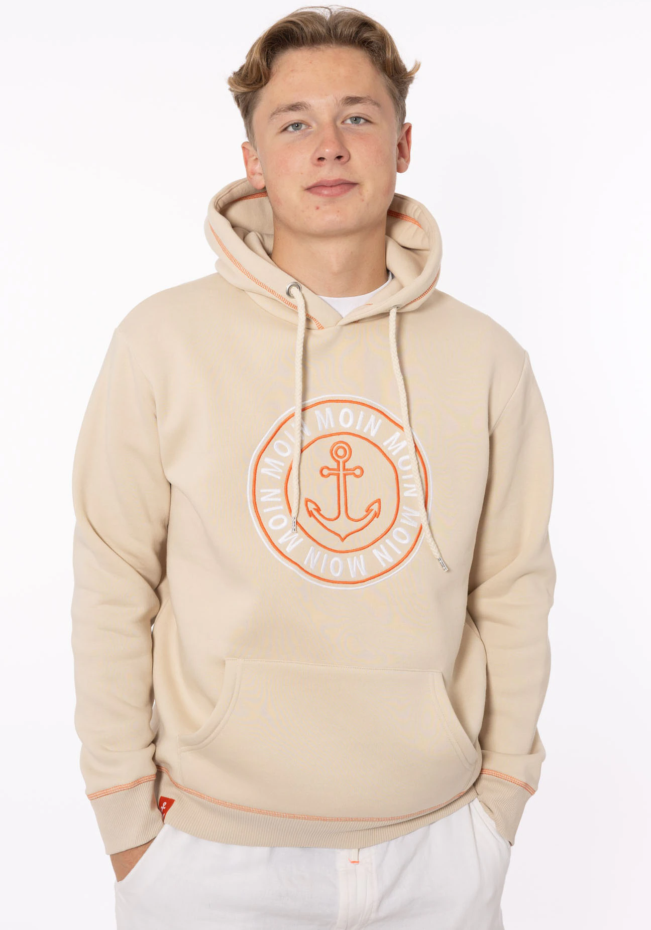 Zwillingsherz Hoodie ""Anker & Moin"", mit neongelber Kontrastnaht günstig online kaufen