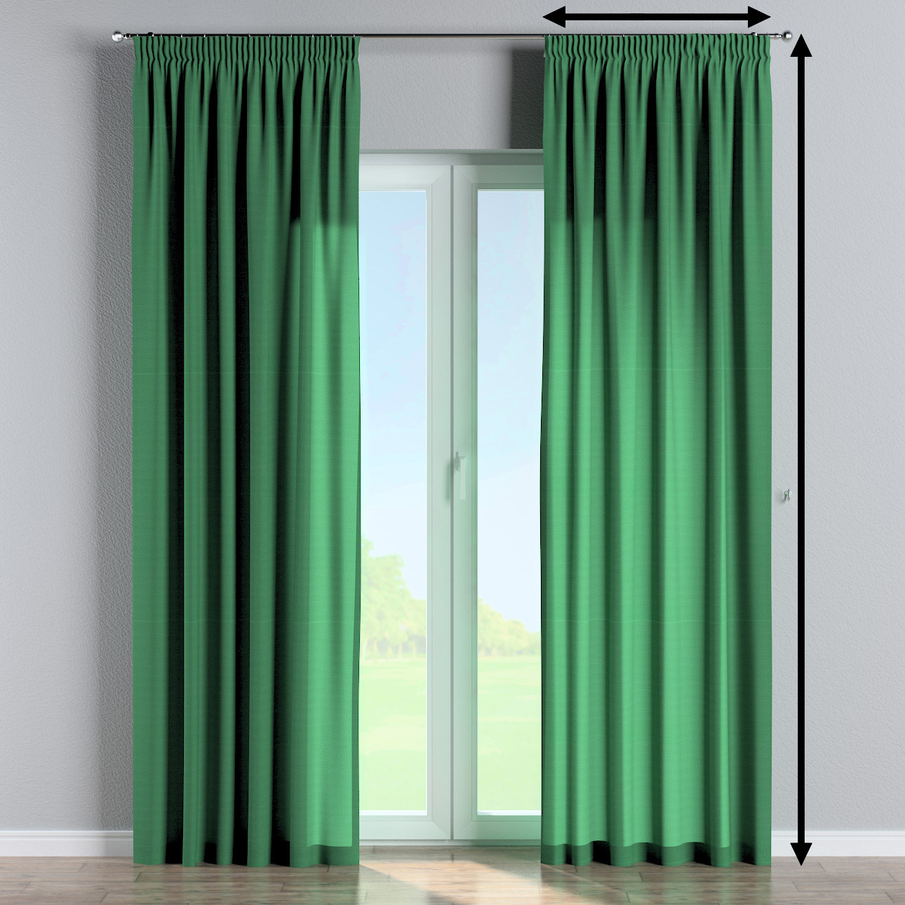 Gefütterter Vorhang mit Kräuselband, grün, Loneta (133-18) günstig online kaufen