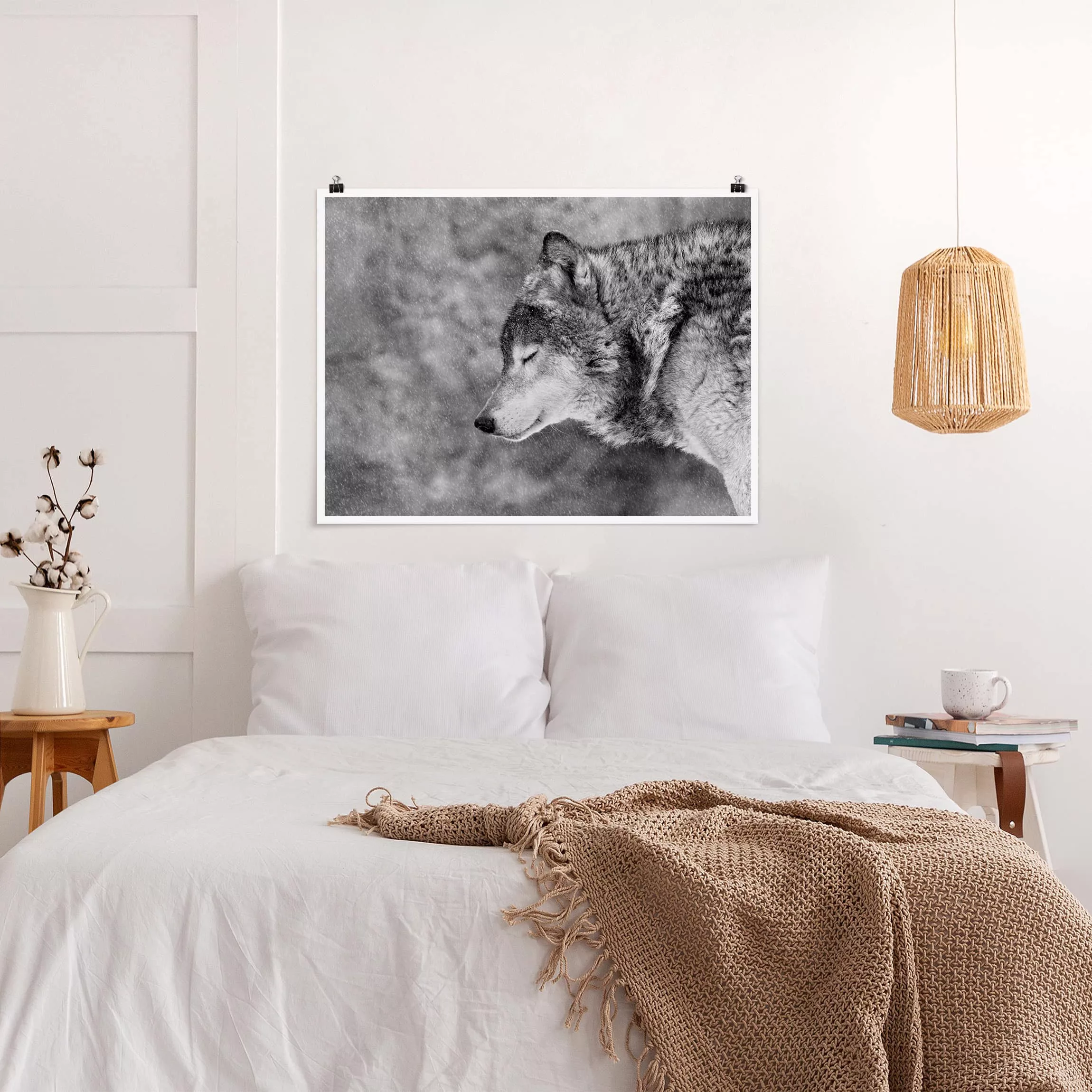 Poster Tiere - Querformat Winter Wolf günstig online kaufen