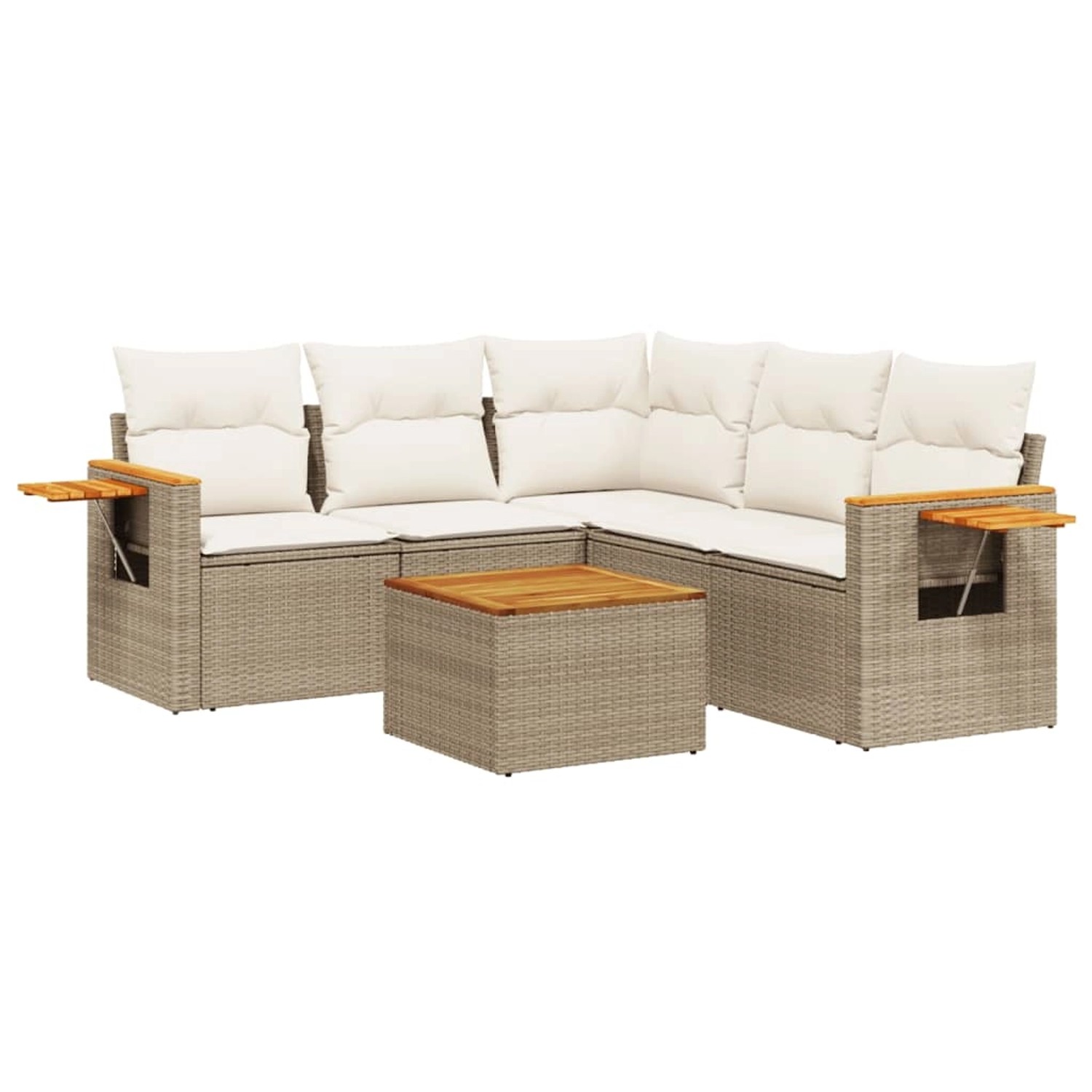 vidaXL 6-Tlg Garten-Sofagarnitur mit Kissen Beige Poly Rattan 3259209 günstig online kaufen