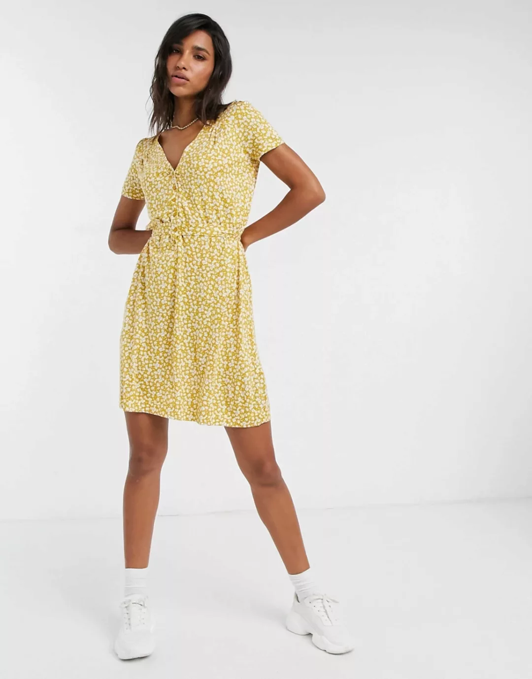 French Connection – Aubi Ditsy Meadow – Gelbes Minikleid aus Jersey günstig online kaufen