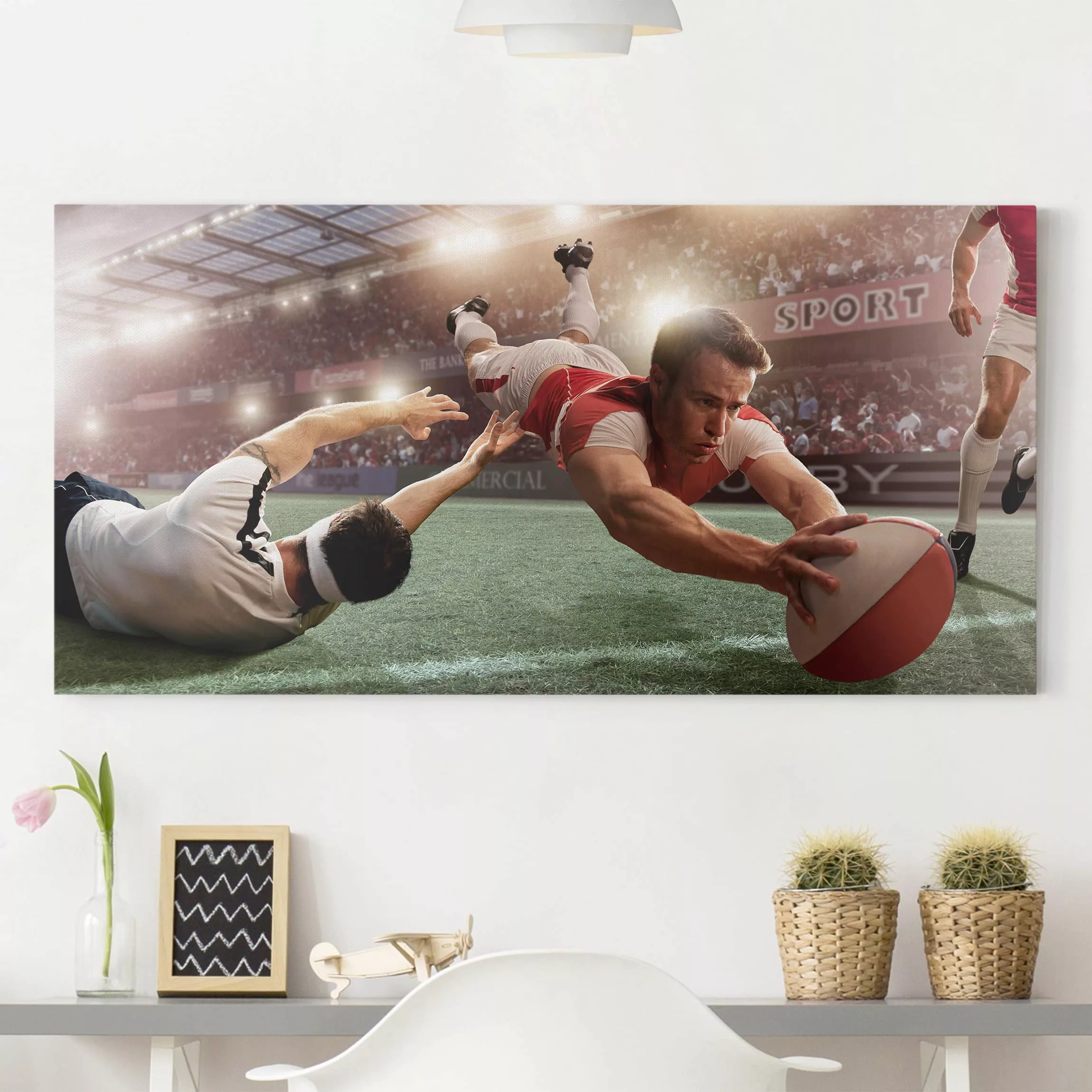 Leinwandbild Portrait - Querformat Rugby-Action günstig online kaufen