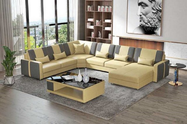 JVmoebel Ecksofa Große Wohnlandschaft Sofa Ecksofa U Form Kunstleder XXL Mo günstig online kaufen