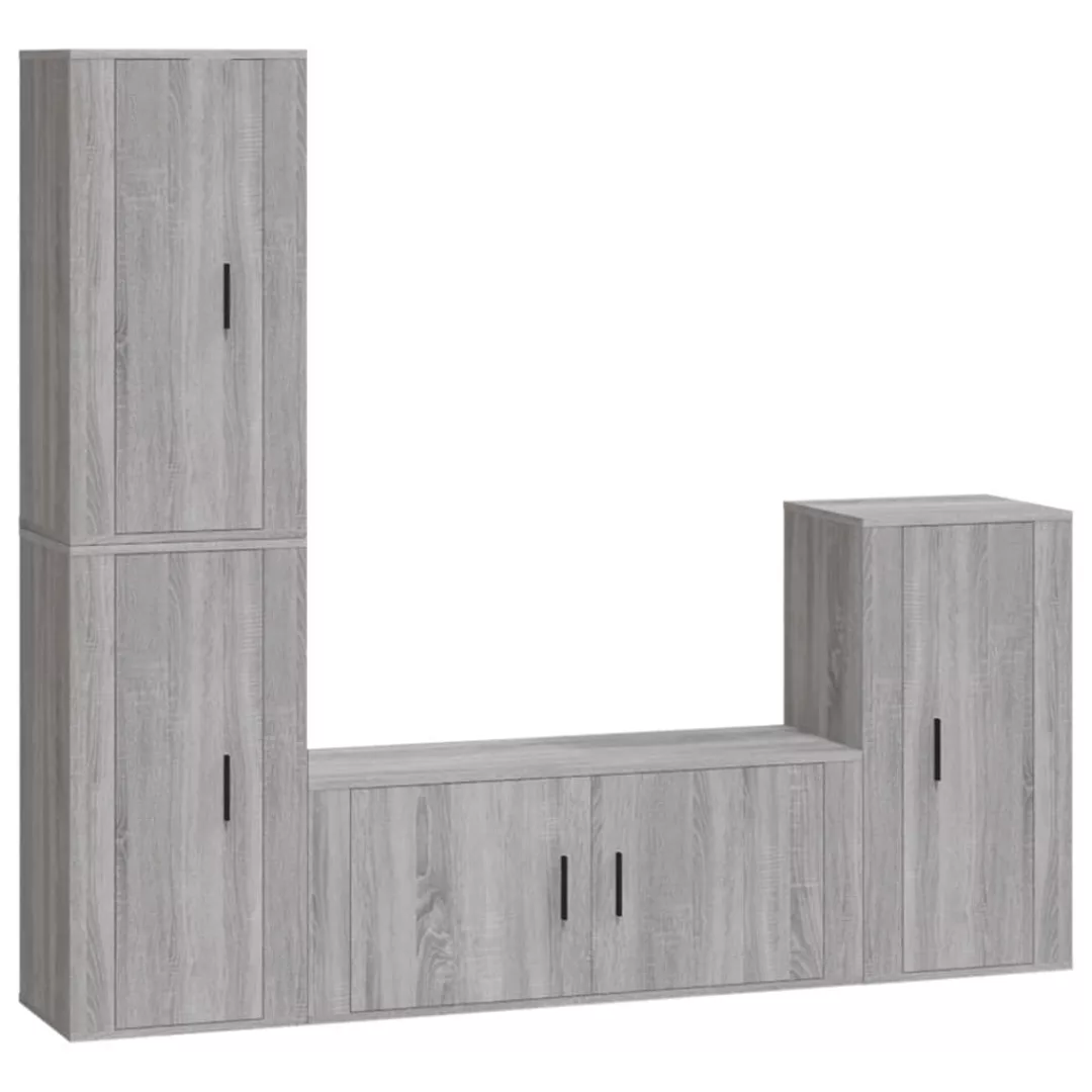 Vidaxl 4-tlg. Tv-schrank-set Grau Sonoma Holzwerkstoff günstig online kaufen