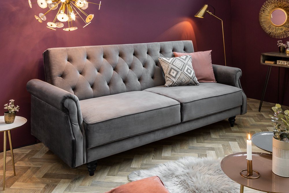 riess-ambiente Sofa MAISON BELLE AFFAIRE 220cm grau, mit Bettfunktion günstig online kaufen