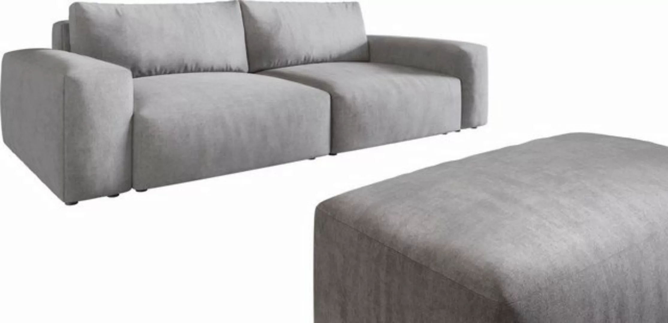 DELIFE Big-Sofa Lanzo, XL Mikrofaser Grau 270x130 cm mit Hocker günstig online kaufen