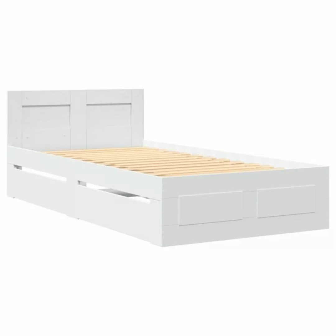 vidaXL Bett Bettgestell mit Kopfteil ohne Matratze Weiß 75x190 cm günstig online kaufen