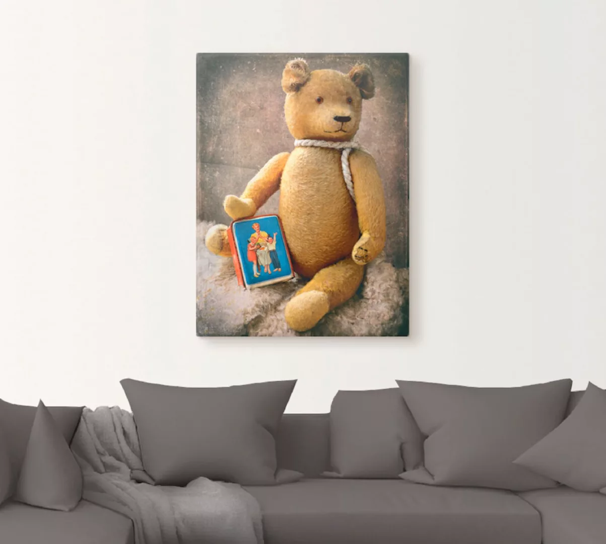 Artland Wandbild »Teddybär mit Sparbüchse«, Spielzeuge, (1 St.), als Leinwa günstig online kaufen