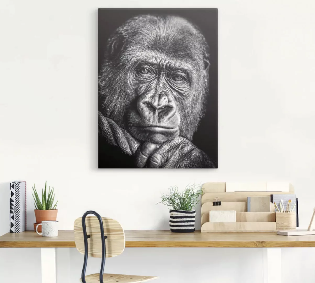 Artland Leinwandbild "Gorilla", Wildtiere, (1 St.), auf Keilrahmen gespannt günstig online kaufen