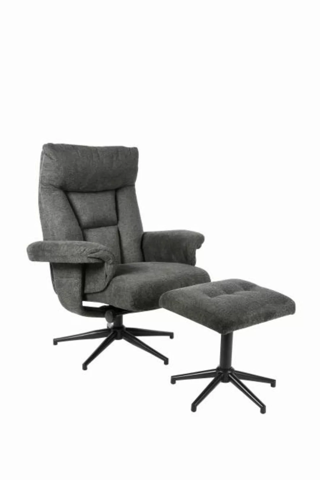 Relax-Sessel 360° drehbar mit Hocker OLVERA von Duo Collection Anthrazit / günstig online kaufen