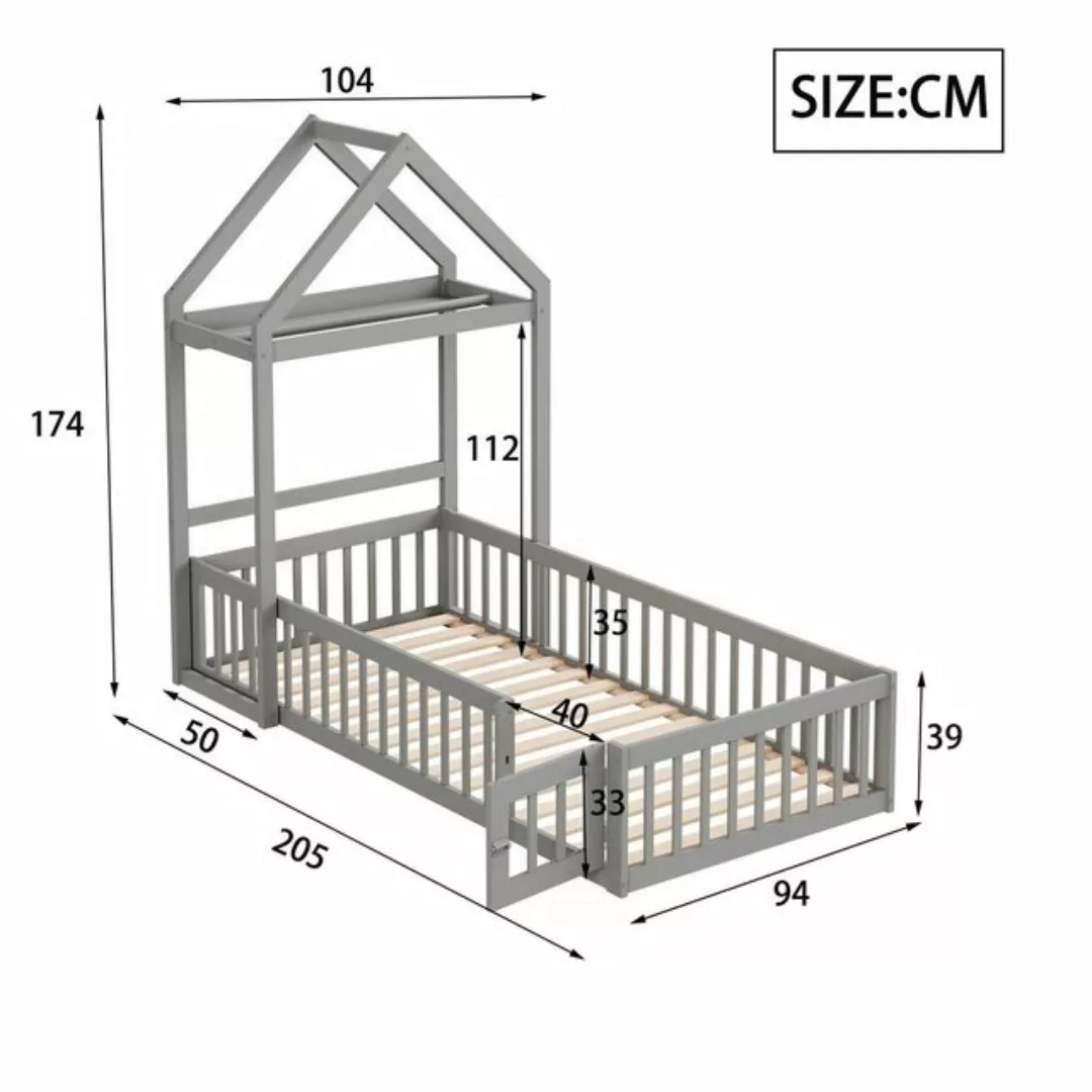 HAUSS SPLOE Kinderbett 90 x 200 mit Stauraum, Vollschutzgitter und Tür und günstig online kaufen