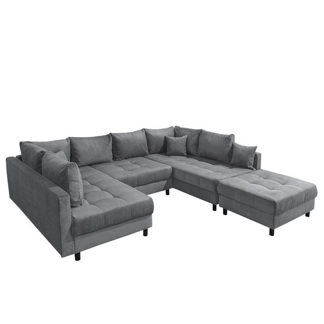 riess-ambiente Wohnlandschaft KENT 305cm anthrazit / schwarz · inkl. Hocker günstig online kaufen