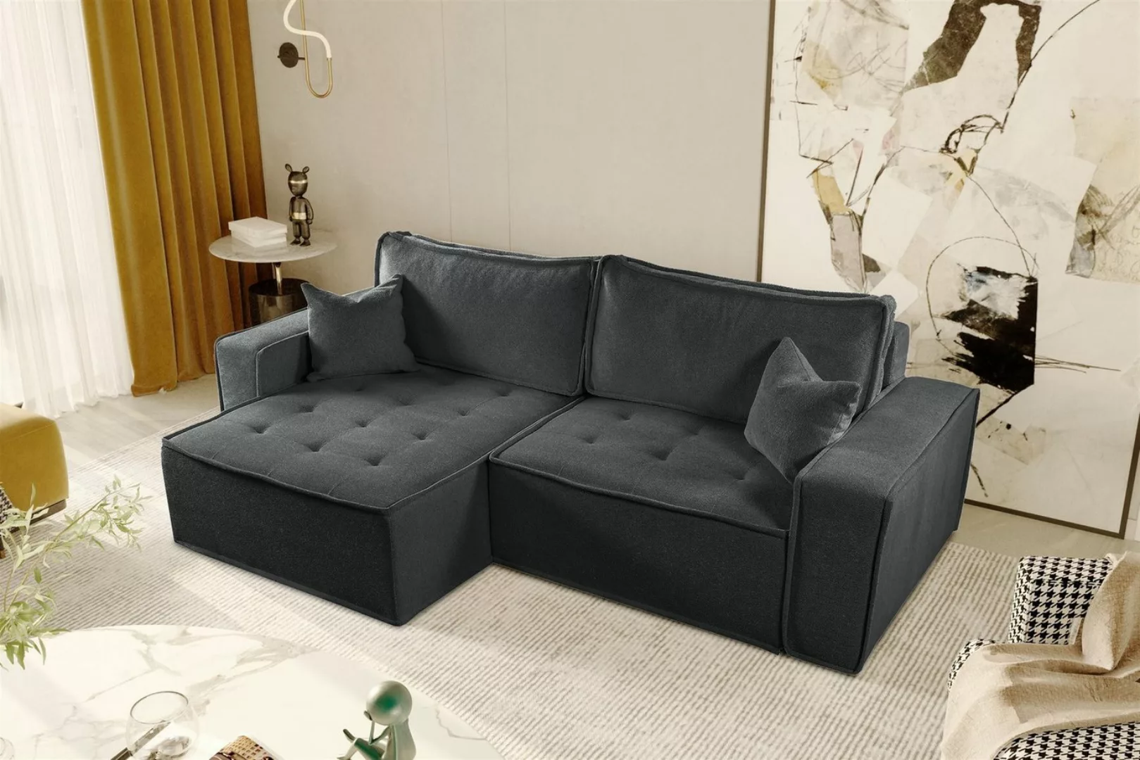 Fun Möbel Ecksofa Schlafsofa FLOSI Stoff Raven, inkl. Schlaffunktion, inkl. günstig online kaufen