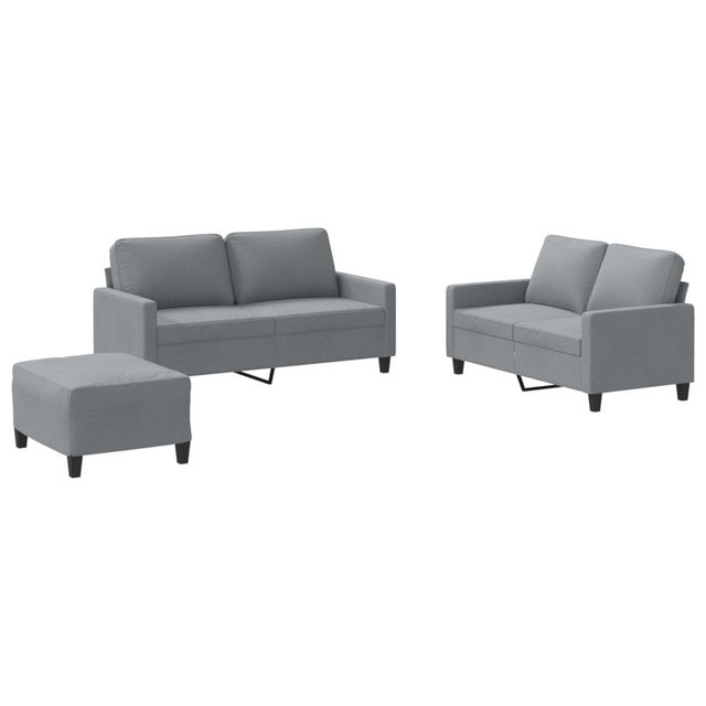 vidaXL Sofa Sofagarnitur mit Kissen Stoff, Standard + Fußhocker, Hellgrau günstig online kaufen