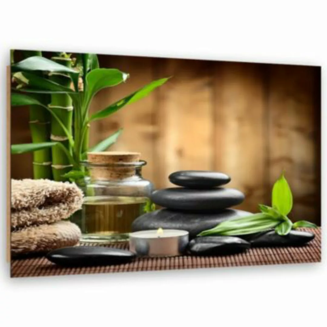FEEBY® Kunst Zen Black Stones und Bambus Leinwandbilder bunt Gr. 90 x 60 günstig online kaufen