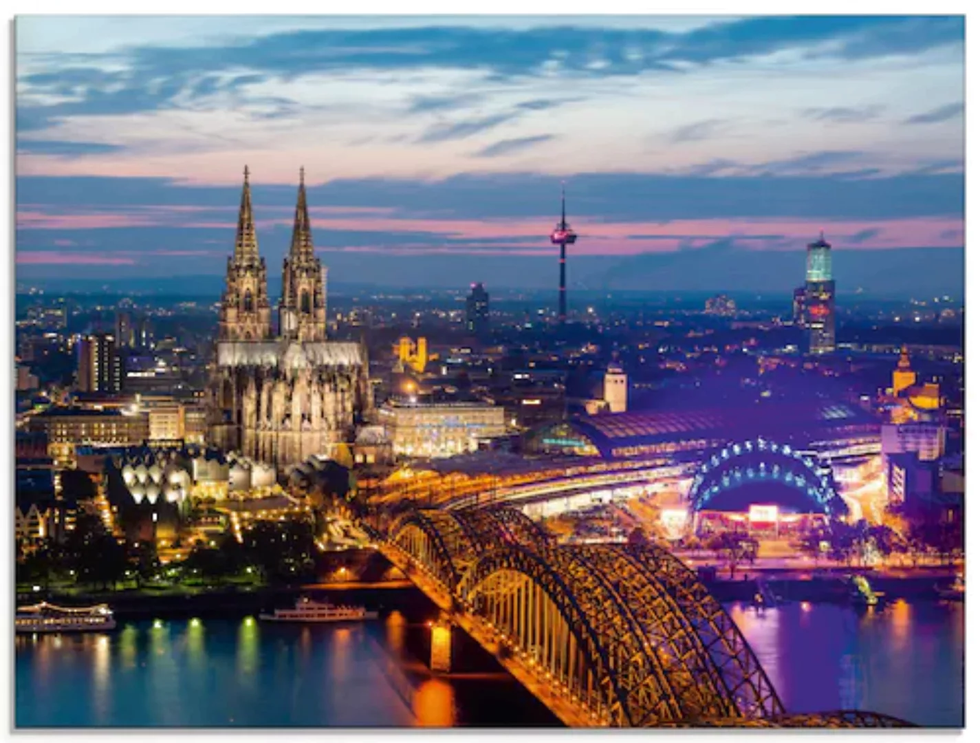 Artland Glasbild "Köln Panorama am Abend", Deutschland, (1 St.), in verschi günstig online kaufen