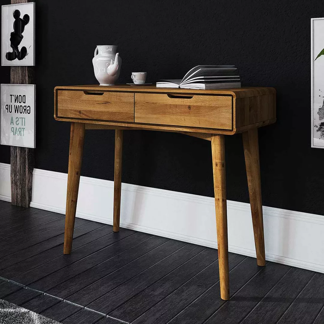 Massivholz Telefontisch in Wildeichefarben 90 cm breit günstig online kaufen