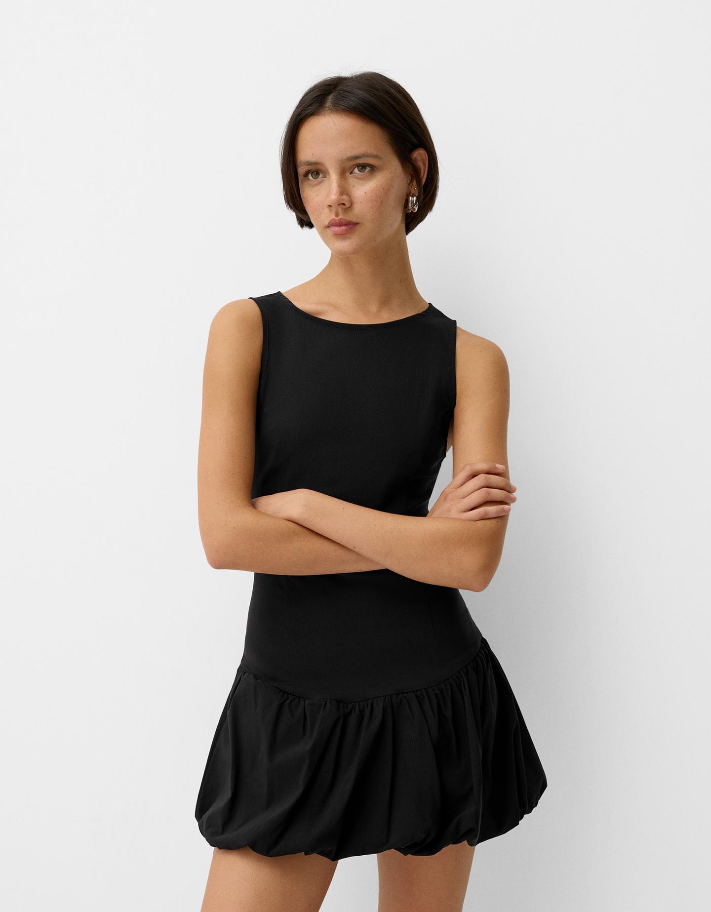 Bershka Minikleid Mit Ballonärmeln Damen S Schwarz günstig online kaufen