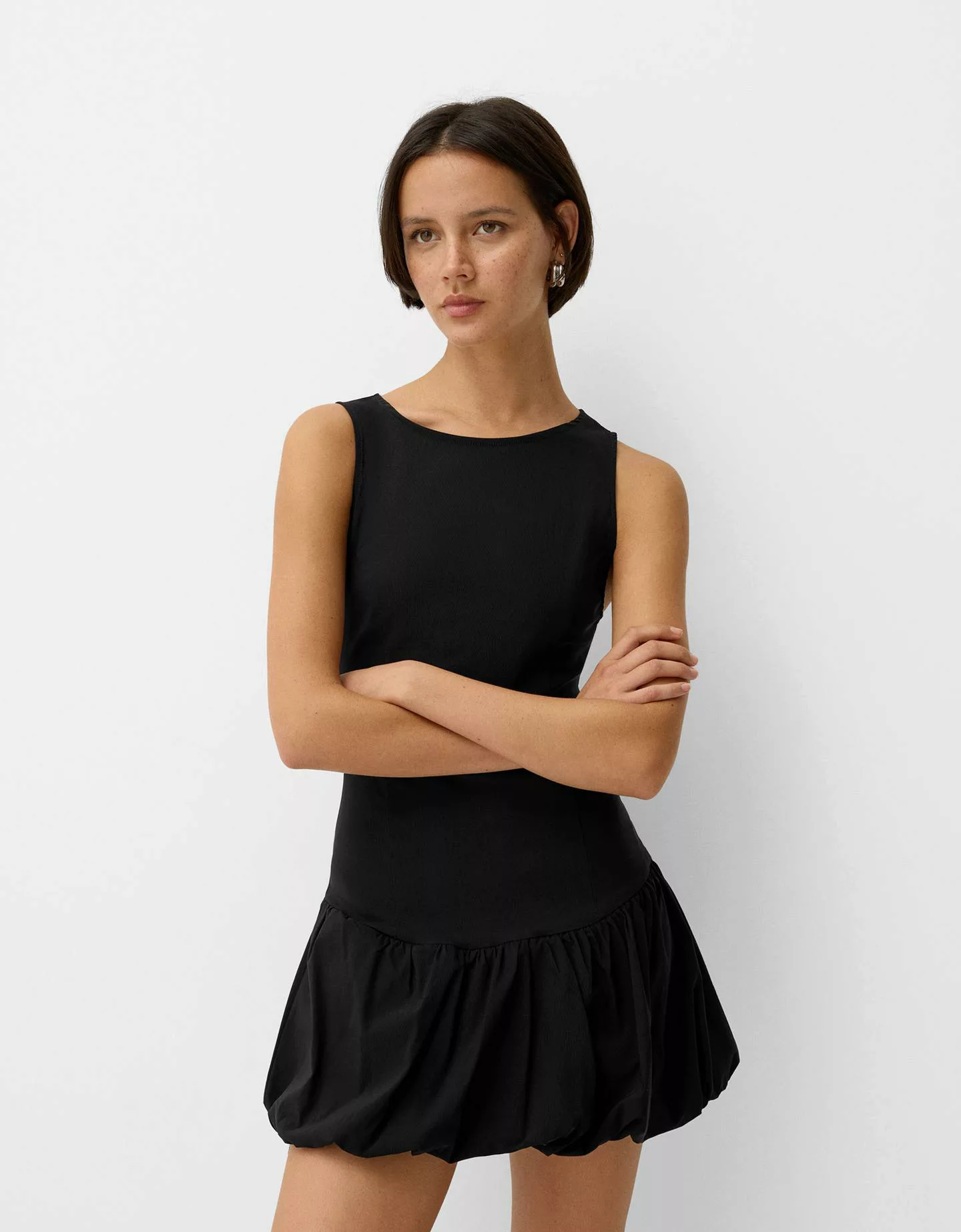 Bershka Minikleid Mit Ballonärmeln Damen Xs Schwarz günstig online kaufen