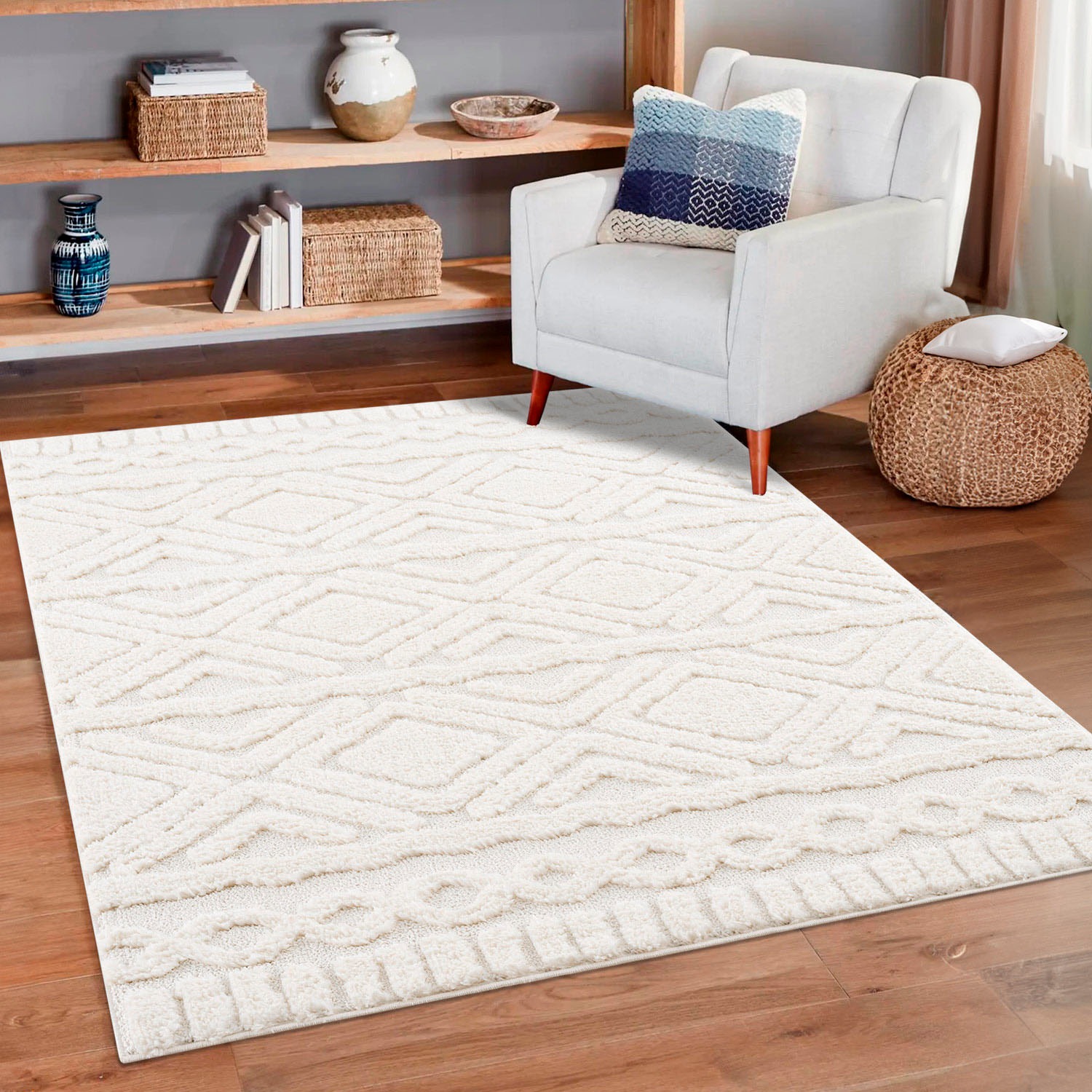 Home affaire Hochflor-Teppich »Andro«, rechteckig, 20 mm Höhe, Boho Scandic günstig online kaufen