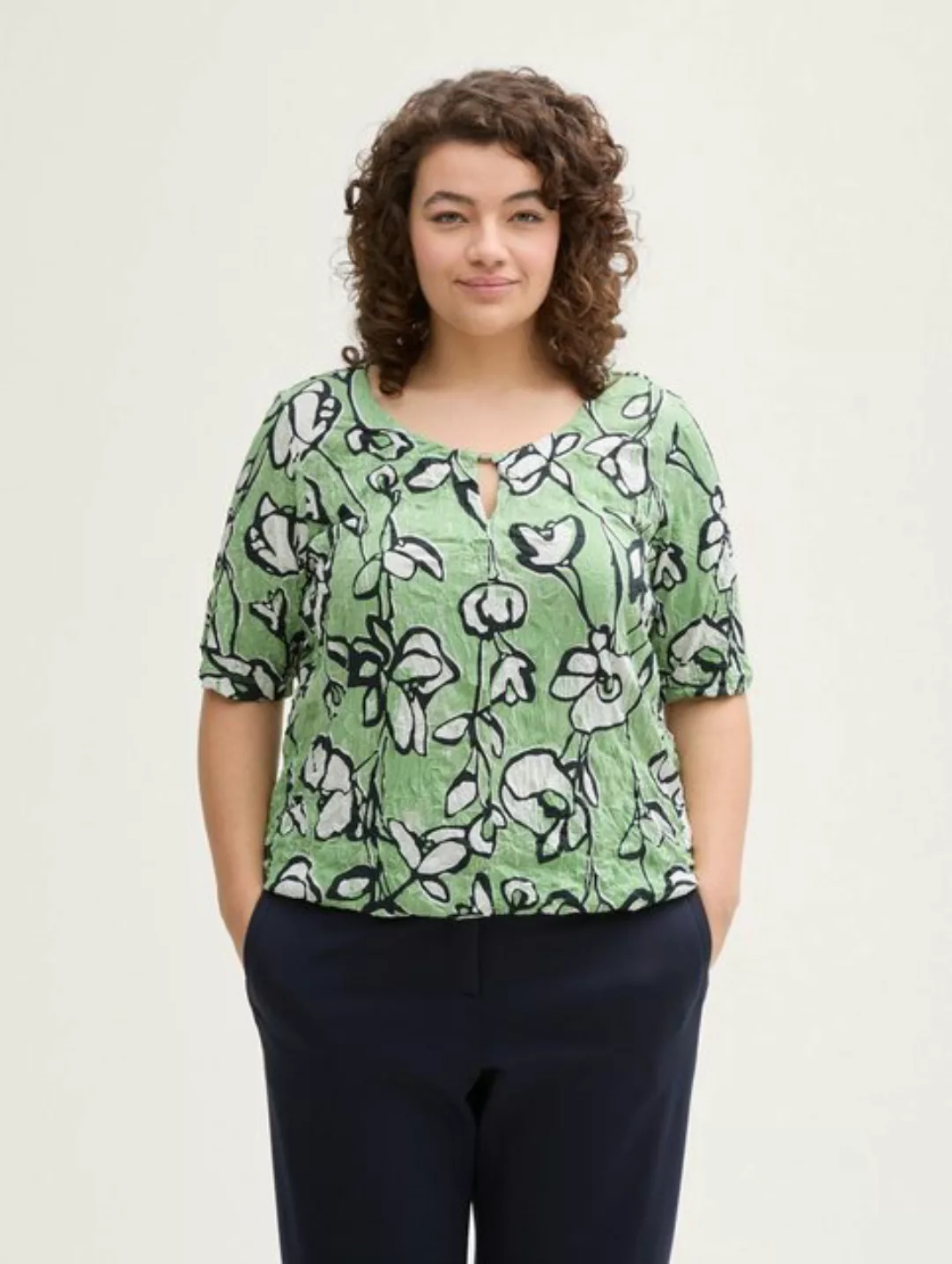 TOM TAILOR PLUS T-Shirt Plus Size - T-Shirt in Knitter-Optik günstig online kaufen