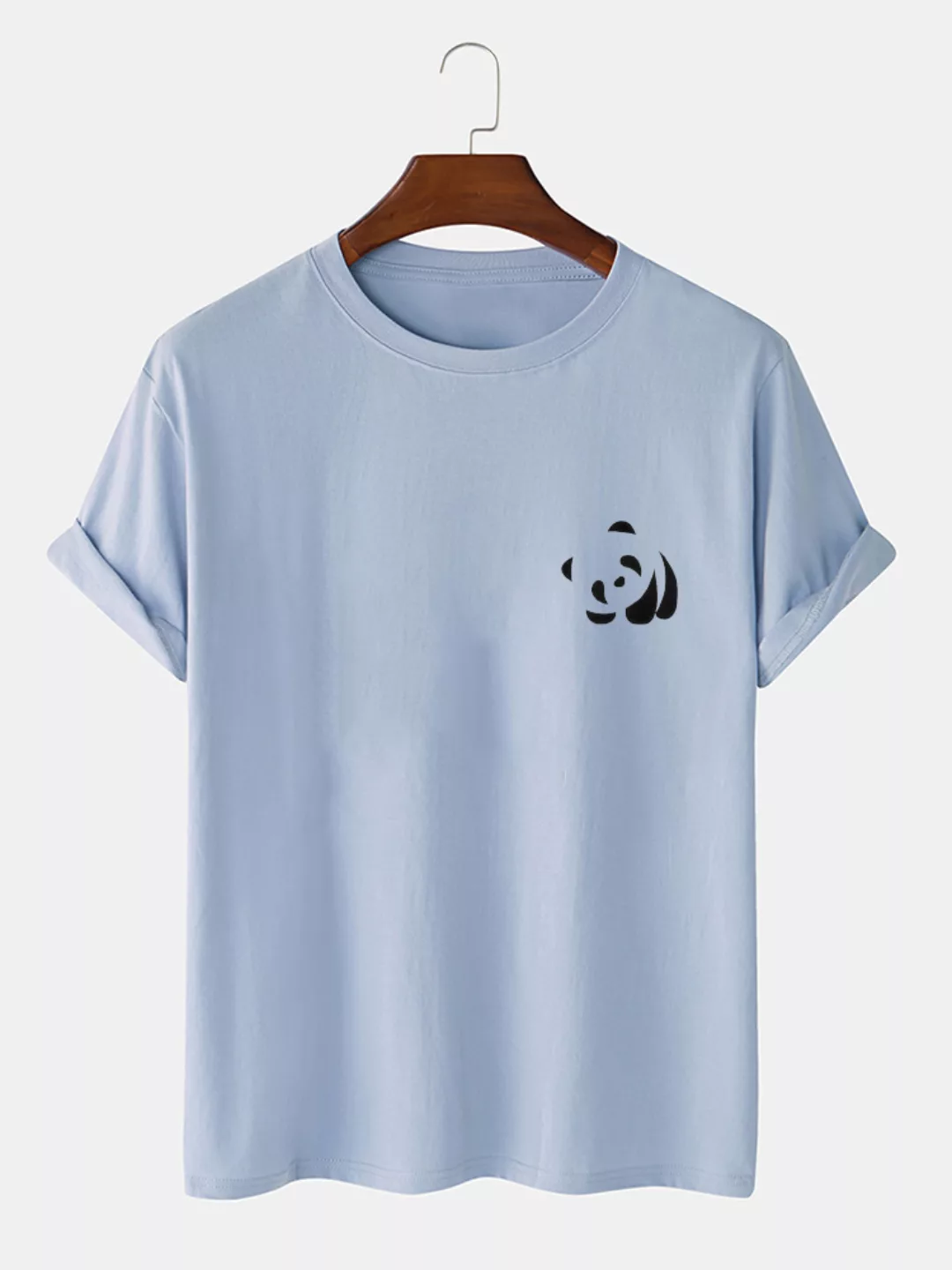 Herren 100% Baumwolle Panda Print Rundhals-Casual Kurzarm-T-Shirts günstig online kaufen