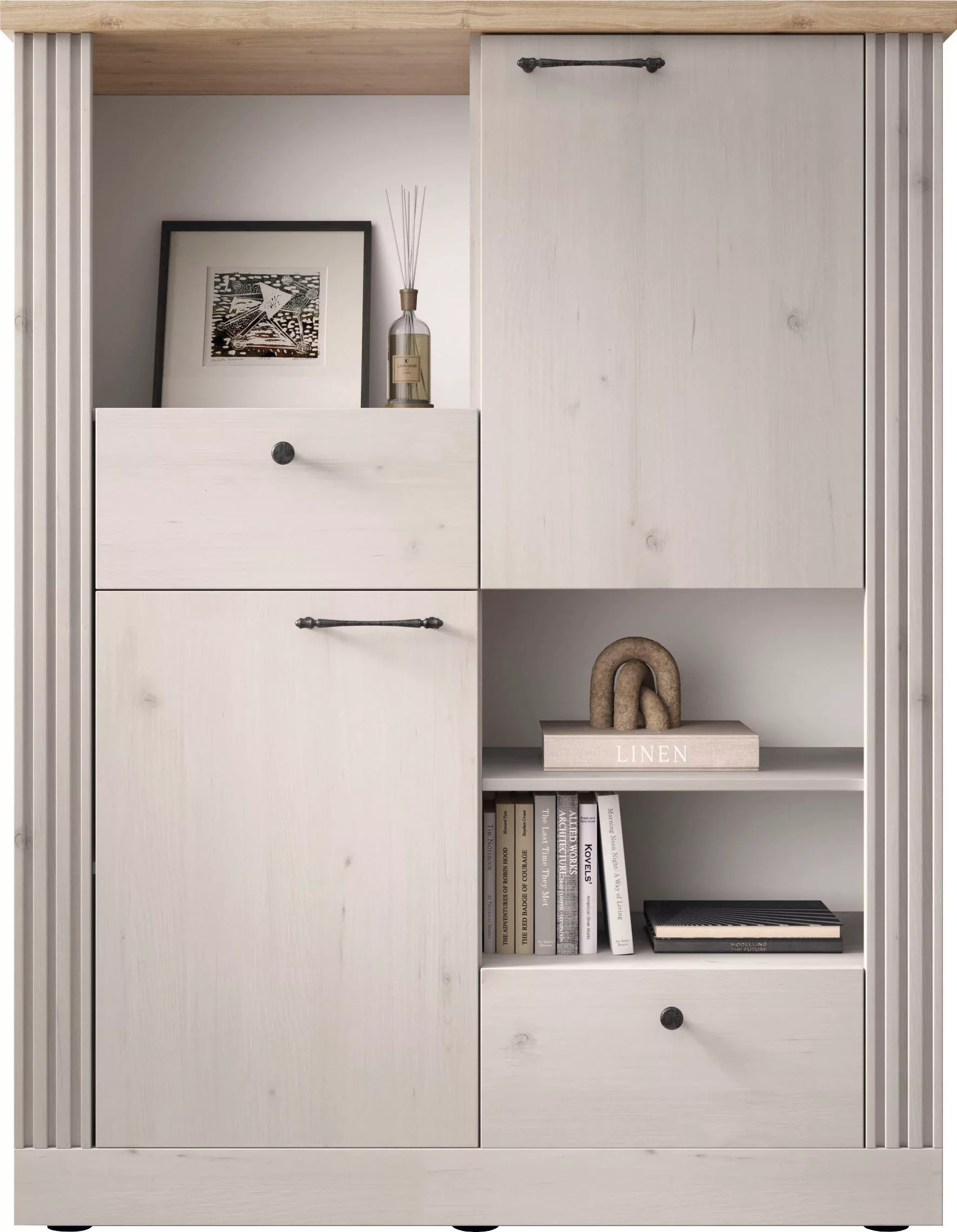 Home affaire Highboard "Country Höhe 160 cm u. Breite 118 cm, Kommode 2 Tür günstig online kaufen