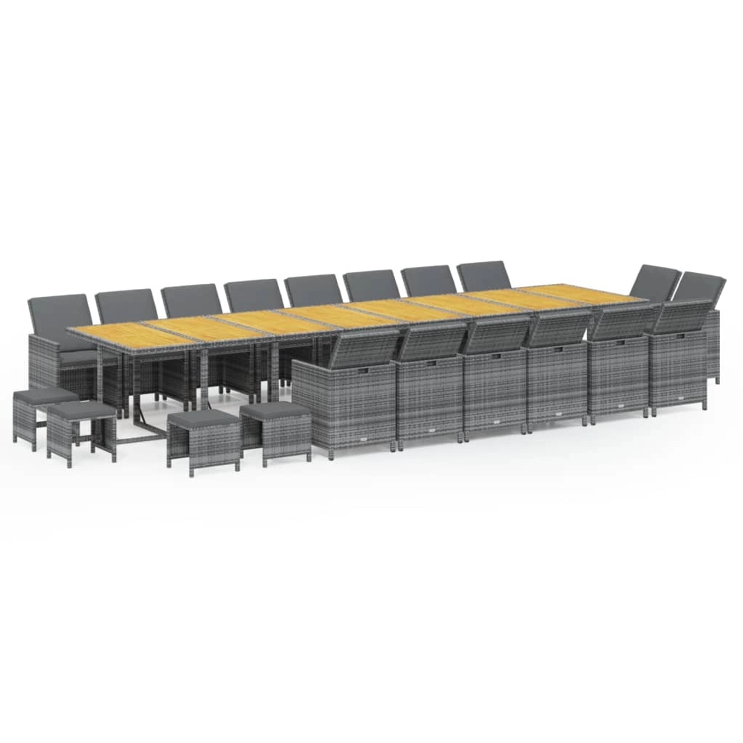 vidaXL 21-Tlg Garten-Essgruppe mit Kissen Grau Poly Rattan 3095688 günstig online kaufen