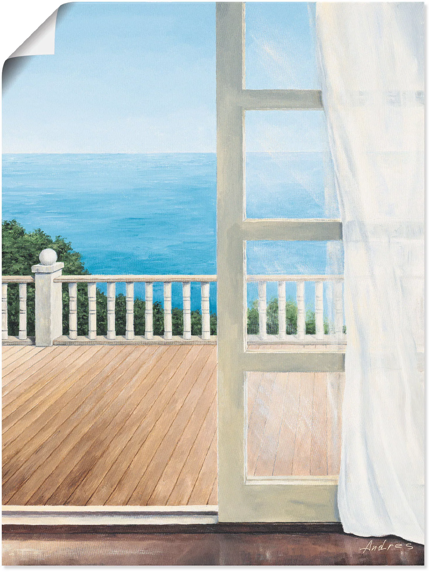 Artland Poster "Veranda mit Meerblick", Fensterblick, (1 St.), auf Keilrahm günstig online kaufen