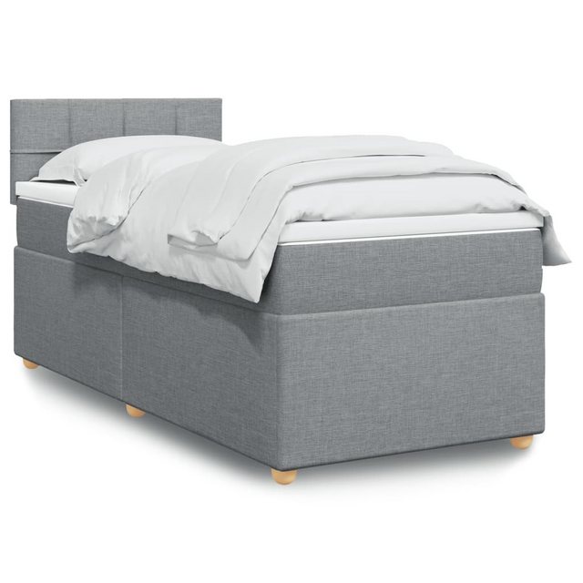 vidaXL Bettgestell Boxspringbett mit Matratze Hellgrau 90x200 cm Stoff Bett günstig online kaufen