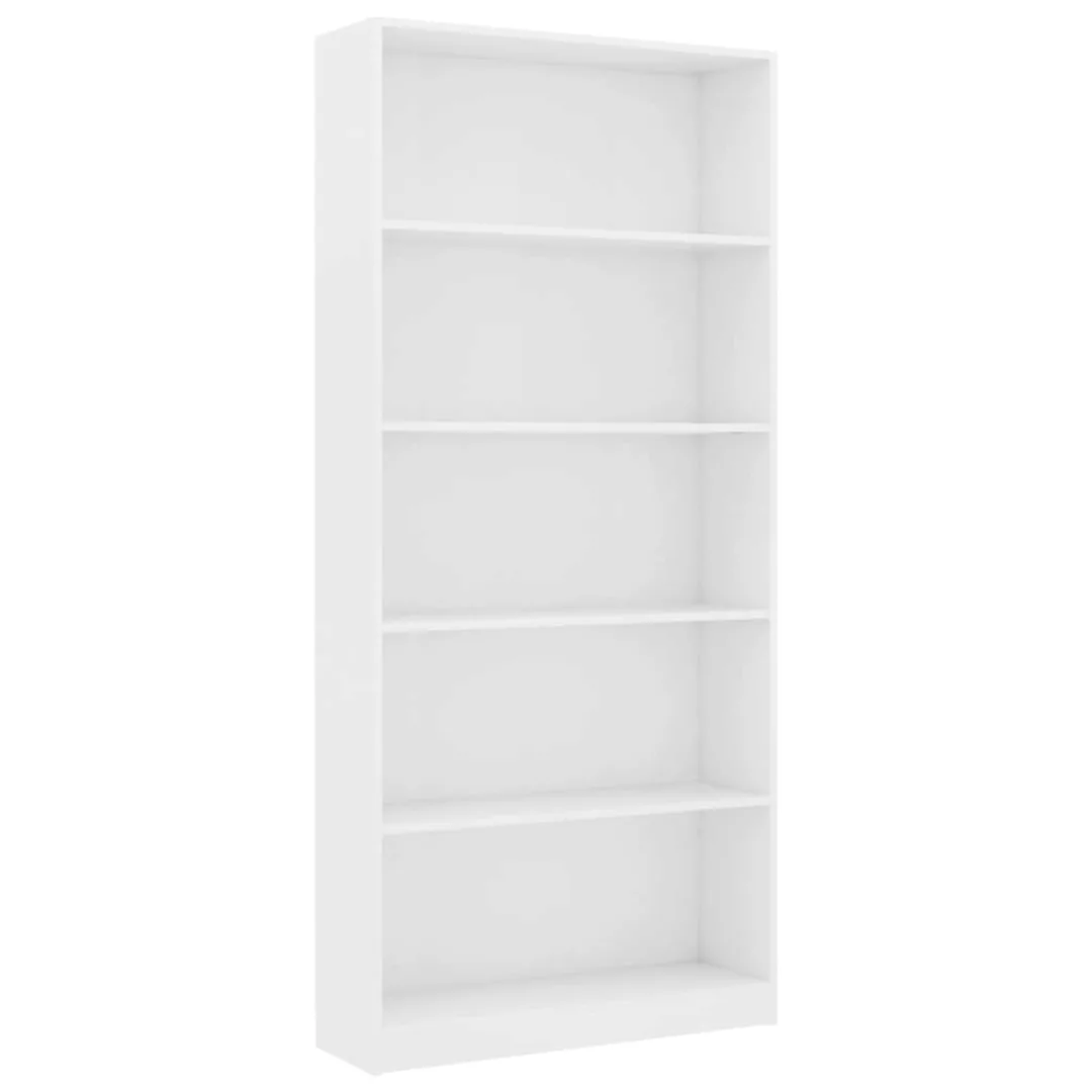 Bücherregal 5 Fächer Weiß 80 X 24 X 175 Cm Spanplatte günstig online kaufen