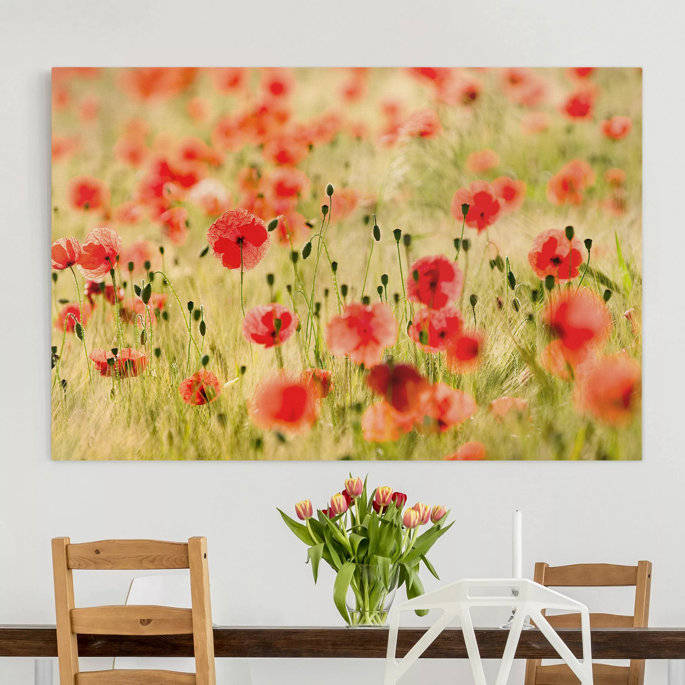 Leinwandbild Blumen - Querformat Summer Poppies günstig online kaufen