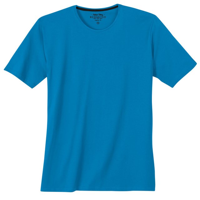 Redmond Rundhalsshirt Redmond Basic T-Shirt cyanblau Übergröße Rundhals günstig online kaufen