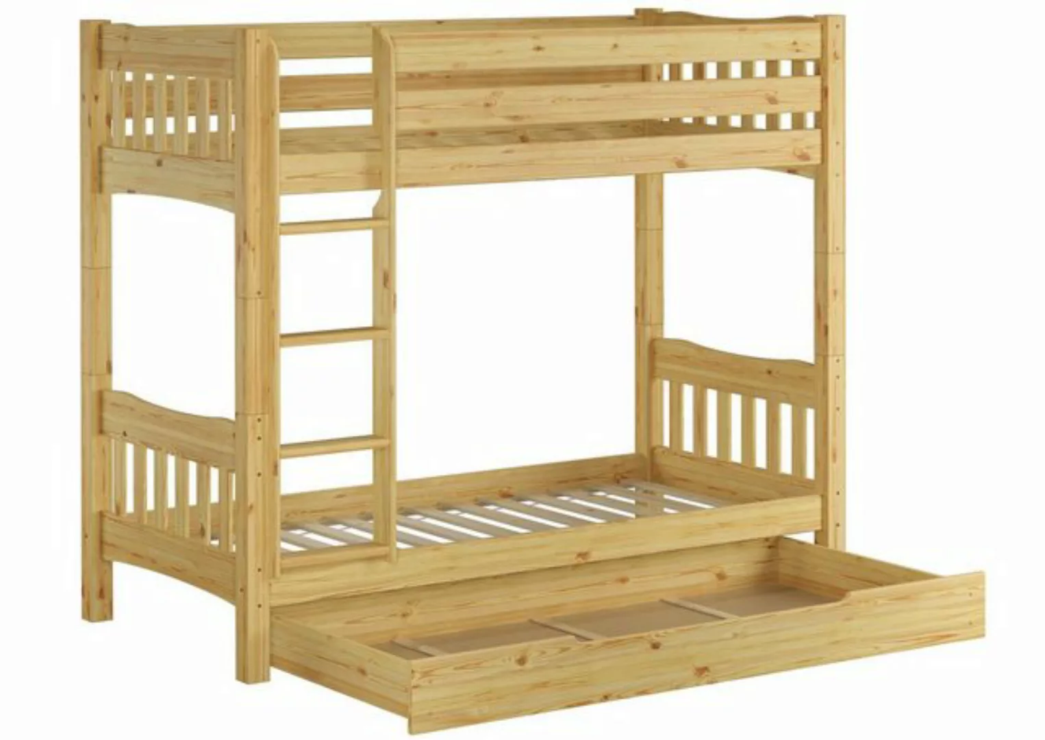 ERST-HOLZ Etagenbett Etagenbett teilbar mit Rost und Bettkasten 90x200 günstig online kaufen