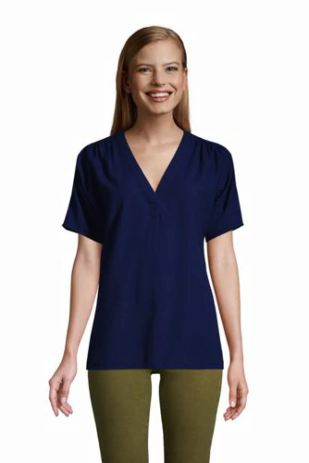 Tunika aus Baumwolle/Viskose mit Textur, Damen, Größe: 48-50 Normal, Blau, günstig online kaufen