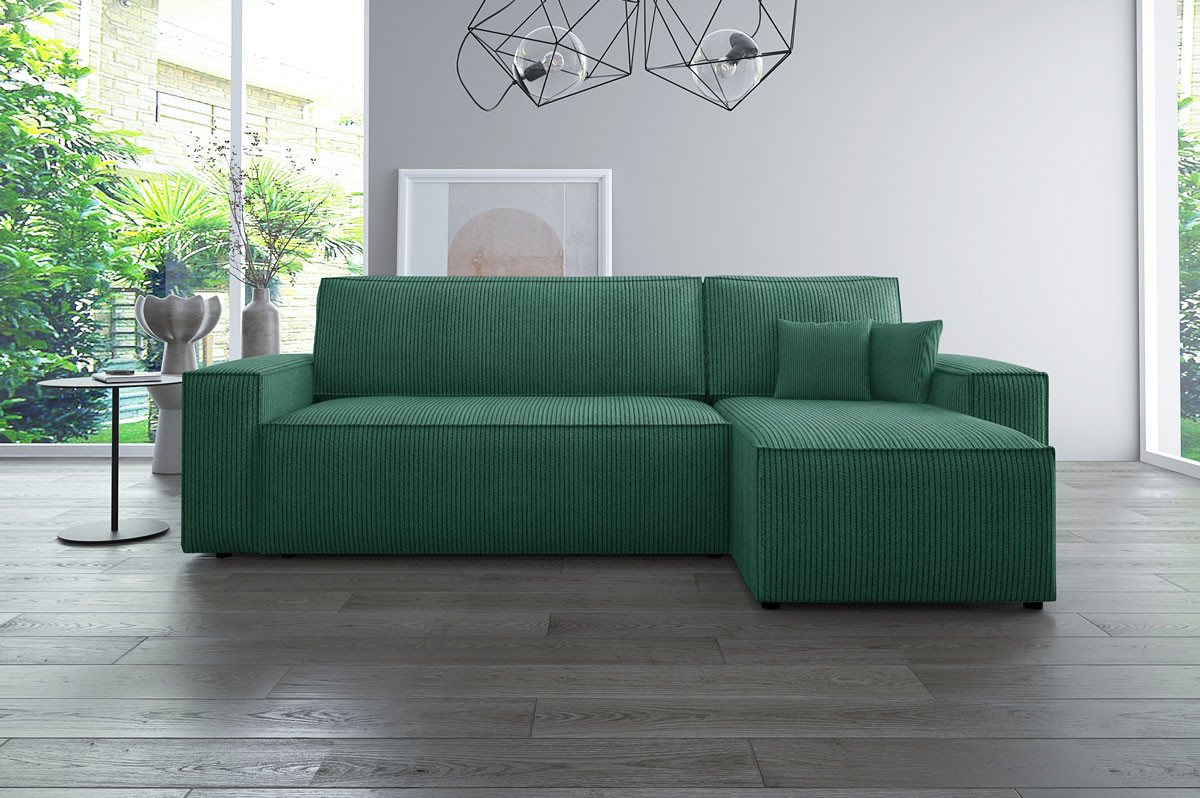 Luxusbetten24 Ecksofa Lazy, 244 cm breit, Cordstoff mit Schlaffunktion und günstig online kaufen