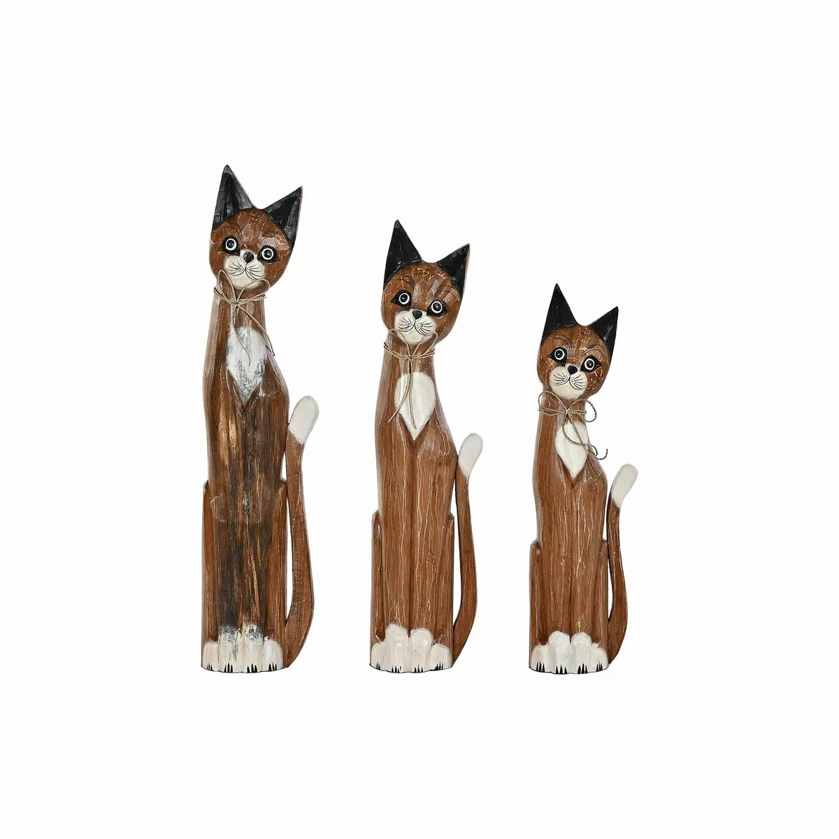 Deko-figur Dkd Home Decor Braun Weiß Katzen Albassia-holz (21 X 7 X 80 Cm) günstig online kaufen