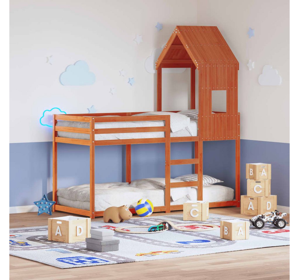 vidaXL Bett, Dach für Kinderbett Wachsbraun 60x99x139,5 cm Massivholz Kiefe günstig online kaufen