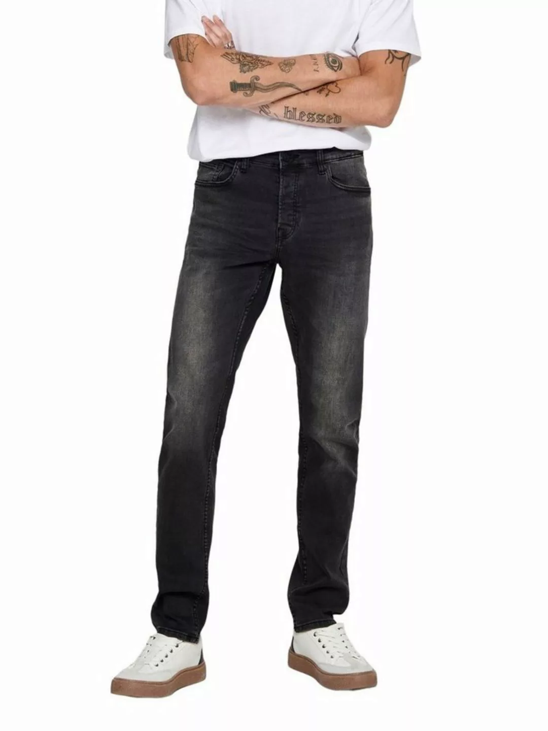 Only & Sons Herren Jeans ONSLOOM BLACK WASHED DCC 0447 - Slim Fit - Schwarz günstig online kaufen