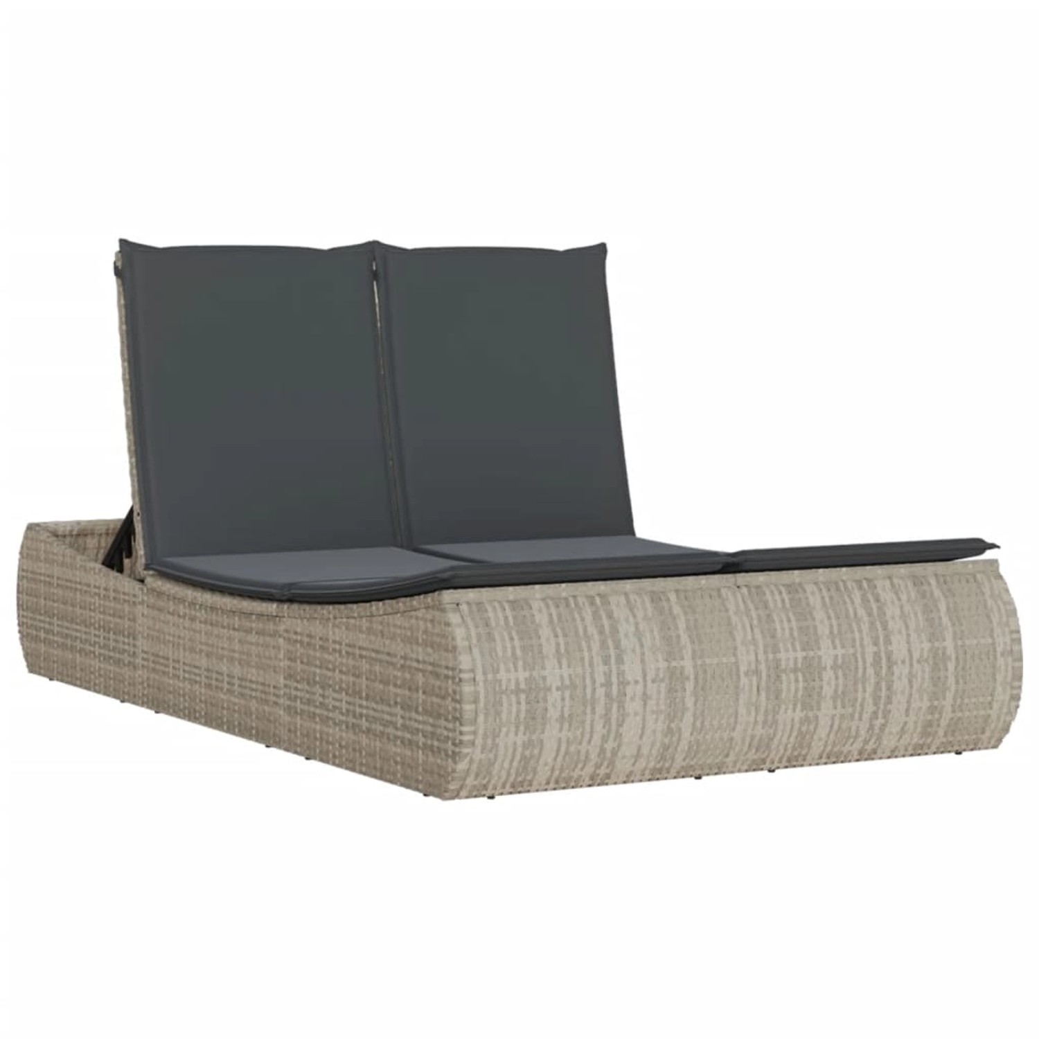 vidaXL Doppel-Sonnenliege mit Kissen Hellgrau Poly Rattan 110 x 200 x 75 cm günstig online kaufen