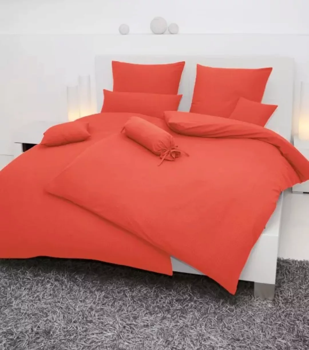 Janine Janine Mako-Soft-Seersucker Bettwäsche PIANO 0125 orange Größe:  40x günstig online kaufen